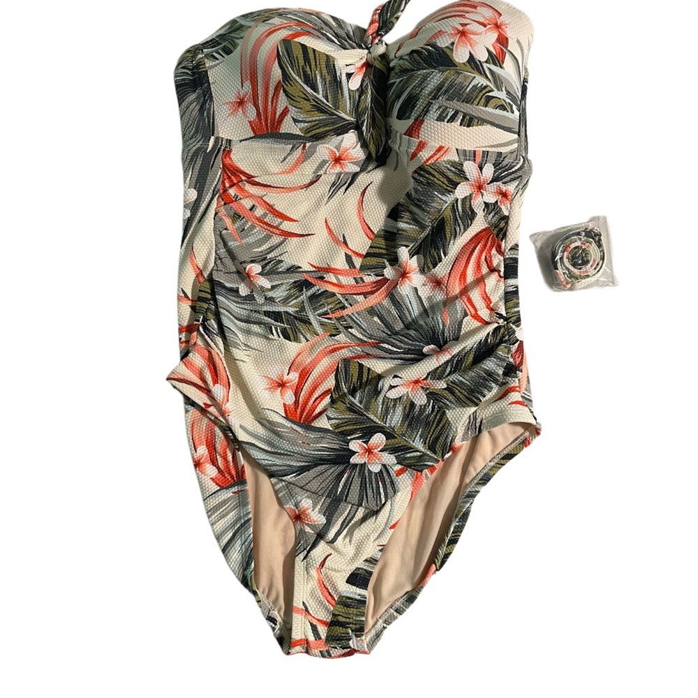 Tropical Floral Woman’s One Piece Swimsuit-Large